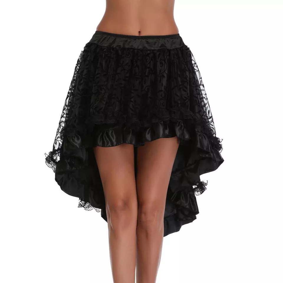 Women Fashion Retro Gothic Skirt Renaissance Lace Irregular Skirt Party Dress